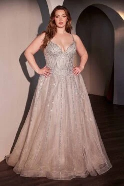 Ladivine CD786C A-Line Layered Tulle Plus Size Dress(Ladivine Cd786c A Line Layered Tulle Plus Size Dress)
