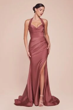 Ladivine CD796 Dress Floor Length Stretch Satin Halter Fitted Gown(Ladivine Cd796 Dress Floor Length Stretch Satin Halter Fitted Gown) 17 Ladivine CD796 Dress Floor Length Stretch Satin Halter Fitted Gown(Ladivine Cd796 Dress Floor Length Stretch Satin Halter Fitted Gown) -Dress Promotion Store CD796 LADIVINE SIENNA ROSE