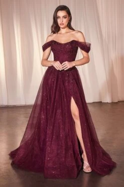 Ladivine CD799 Long Off The Shoulder A-Line Ball Gown(Ladivine Cd799 Long Off The Shoulder A Line Ball Gown)