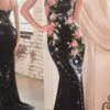 Ladivine CD811 Long Strapless Floral Print Pattern Sequin Dress(Ladivine Cd811 Long Strapless Floral Print Pattern Sequin Dress) -Dress Promotion Store CD811 black 1