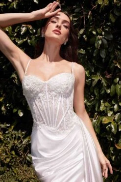 Ladivine CD868W Long Fitted Satin & Lace Bridal Dress(Ladivine Cd868w Long Fitted Satin Lace Bridal Dress) -Dress Promotion Store CD868W 1
