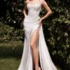 Ladivine CD868W Long Fitted Satin & Lace Bridal Dress(Ladivine Cd868w Long Fitted Satin Lace Bridal Dress)