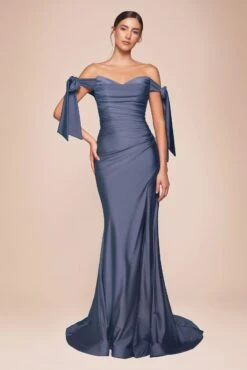 Ladivine CD943 Fitted Stretch Jersey Long Formal Dress Off Shoulder(Ladivine Cd943 Fitted Stretch Jersey Long Formal Dress Off Shoulder)