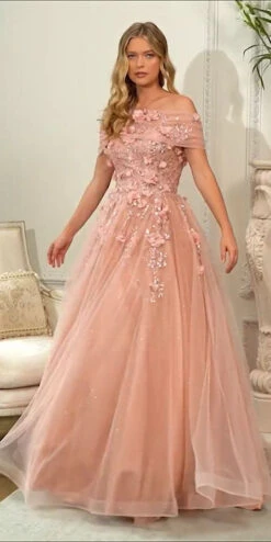 Cinderella Divine CD955 Long Strapless Glitter Layered Tulle Ball Gown(Long Strapless Glitter Layered Tulle Ball Gown By Cinderella Divine Cd955)