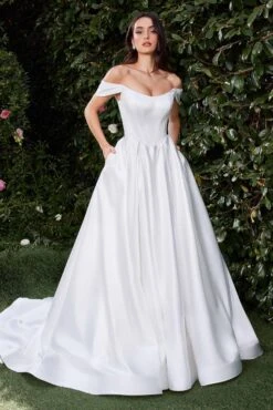 Ladivine CDS513W Dress Off The Shoulder Soft Satin Bridal Ball Gown(Ladivine Cds513w Dress Off The Shoulder Soft Satin Bridal Ball Gown)