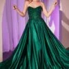 Ladivine CDS525 Dress Off The Shoulder Lace & Satin A-Line Prom Gown(Ladivine Cds525 Dress Off The Shoulder Lace Satin A Line Prom Gown) -Dress Promotion Store CDS525 EMERALD 1