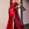 Ladivine CDS530 Strapless Sweetheart Fitted Satin Prom Dress(Ladivine Cds530 Strapless Sweetheart Fitted Satin Prom Dress) -Dress Promotion Store CDS530 BURGUNDY FRONT 1