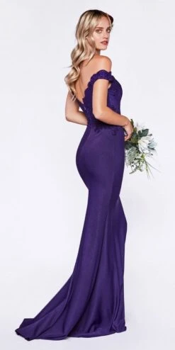 Cinderella Divine CF158 Off Shoulder Floor Length Evening Gown Applique Bodice(Cinderella Divine Cf158 Eggplant Off Shoulder Floor Length Evening Gown Applique Bodice) -Dress Promotion Store CF158 cinderella divine dark purple back f6c61d04 3c1d 43e3 9fc7 0906a4cd85c5