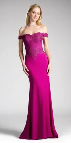 Cinderella Divine CF158 Off Shoulder Floor Length Evening Gown Applique Bodice(Cinderella Divine Cf158 Eggplant Off Shoulder Floor Length Evening Gown Applique Bodice) -Dress Promotion Store CF158 cinderella divine magenta 9fa65446 7800 4651 b0de 8206fd212a19