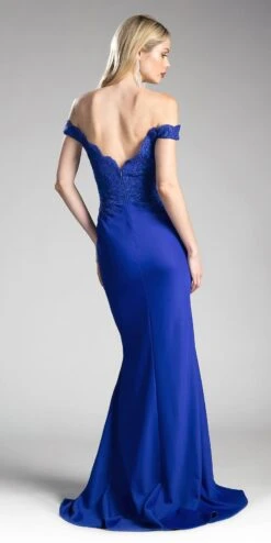 Cinderella Divine CF158 Off Shoulder Floor Length Evening Gown Applique Bodice(Cinderella Divine Cf158 Eggplant Off Shoulder Floor Length Evening Gown Applique Bodice) -Dress Promotion Store CF158 cinderella divine royal blue back 7f457d5e 7f56 436c a72b dd4079815d49