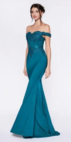Cinderella Divine CF158 Off Shoulder Floor Length Evening Gown Applique Bodice(Cinderella Divine Cf158 Eggplant Off Shoulder Floor Length Evening Gown Applique Bodice) -Dress Promotion Store CF158 cinderella divine teal green c646f6ce 5f82 45dc 88b4 22e78d62b4fa