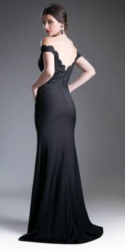 Cinderella Divine CF158 Off Shoulder Floor Length Evening Gown Applique Bodice(Cinderella Divine Cf158 Eggplant Off Shoulder Floor Length Evening Gown Applique Bodice) -Dress Promotion Store CF158 cinderella dress black back 16b33c59 b180 4d0b b4f1 64ebb18c56a1