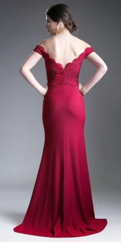 Cinderella Divine CF158 Off Shoulder Floor Length Evening Gown Applique Bodice(Cinderella Divine Cf158 Eggplant Off Shoulder Floor Length Evening Gown Applique Bodice) -Dress Promotion Store CF158 cinderella dress burgundy back 684b41fc 24e2 4d09 bf63 afb4d819966f