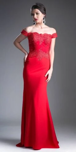 Cinderella Divine CF158 Off Shoulder Floor Length Evening Gown Applique Bodice(Cinderella Divine Cf158 Eggplant Off Shoulder Floor Length Evening Gown Applique Bodice) -Dress Promotion Store CF158 cinderella dress red c7564ffc 8808 433f bf49 b4ce14fcd664