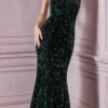 Cinderella Divine CH151 Strapless Sequins Long Fitted Gown(Strapless Sequins Long Fitted Gown By Cinderella Divine Ch151) -Dress Promotion Store CH151 emerald