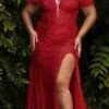Cinderella Divine CH167C Long Off The Shoulder Sequins Dress With Slit(Long Off The Shoulder Sequins Dress With Slit By Cinderella Divine Ch167c) -Dress Promotion Store CH167C red e963814c 60d3 4656 9f81 43bbec3331b6