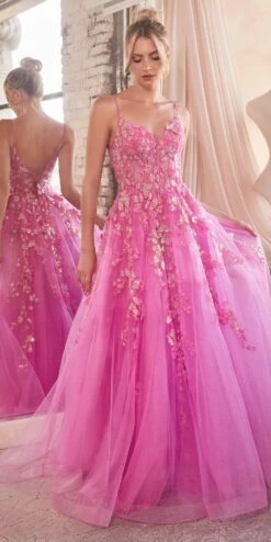 Ladivine CM347 Long Sleeveless Floral Applique A-line Ball Gown(Ladivine Cm347 Long Sleeveless Floral Applique A Line Ball Gown) 8 Ladivine CM347 Long Sleeveless Floral Applique A-line Ball Gown(Ladivine Cm347 Long Sleeveless Floral Applique A Line Ball Gown) -Dress Promotion Store CM347 azaleapink