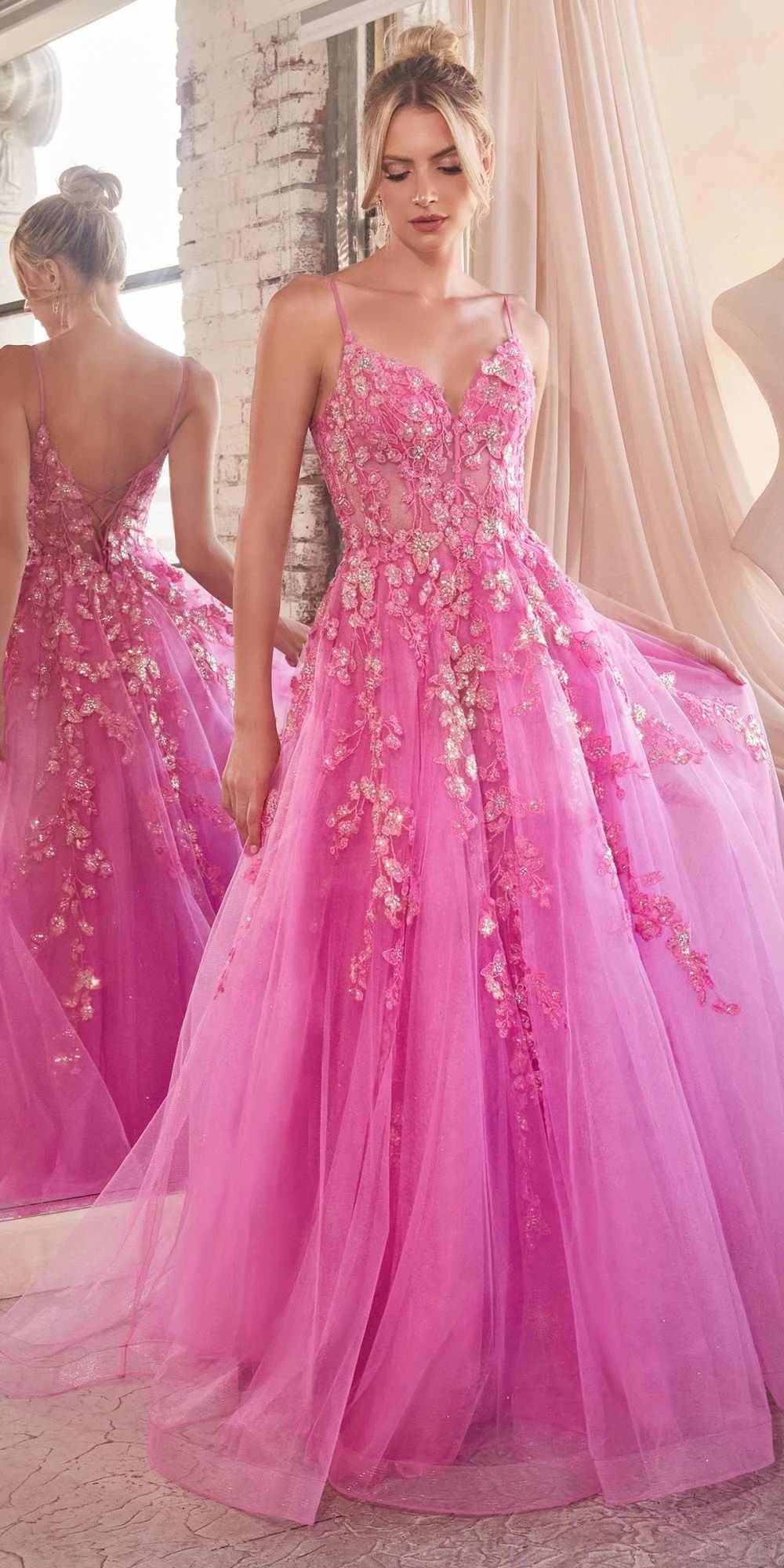 Ladivine CM347 Long Sleeveless Floral Applique A-line Ball Gown(Ladivine Cm347 Long Sleeveless Floral Applique A Line Ball Gown) 5 Ladivine CM347 Long Sleeveless Floral Applique A-line Ball Gown(Ladivine Cm347 Long Sleeveless Floral Applique A Line Ball Gown) - Image 3