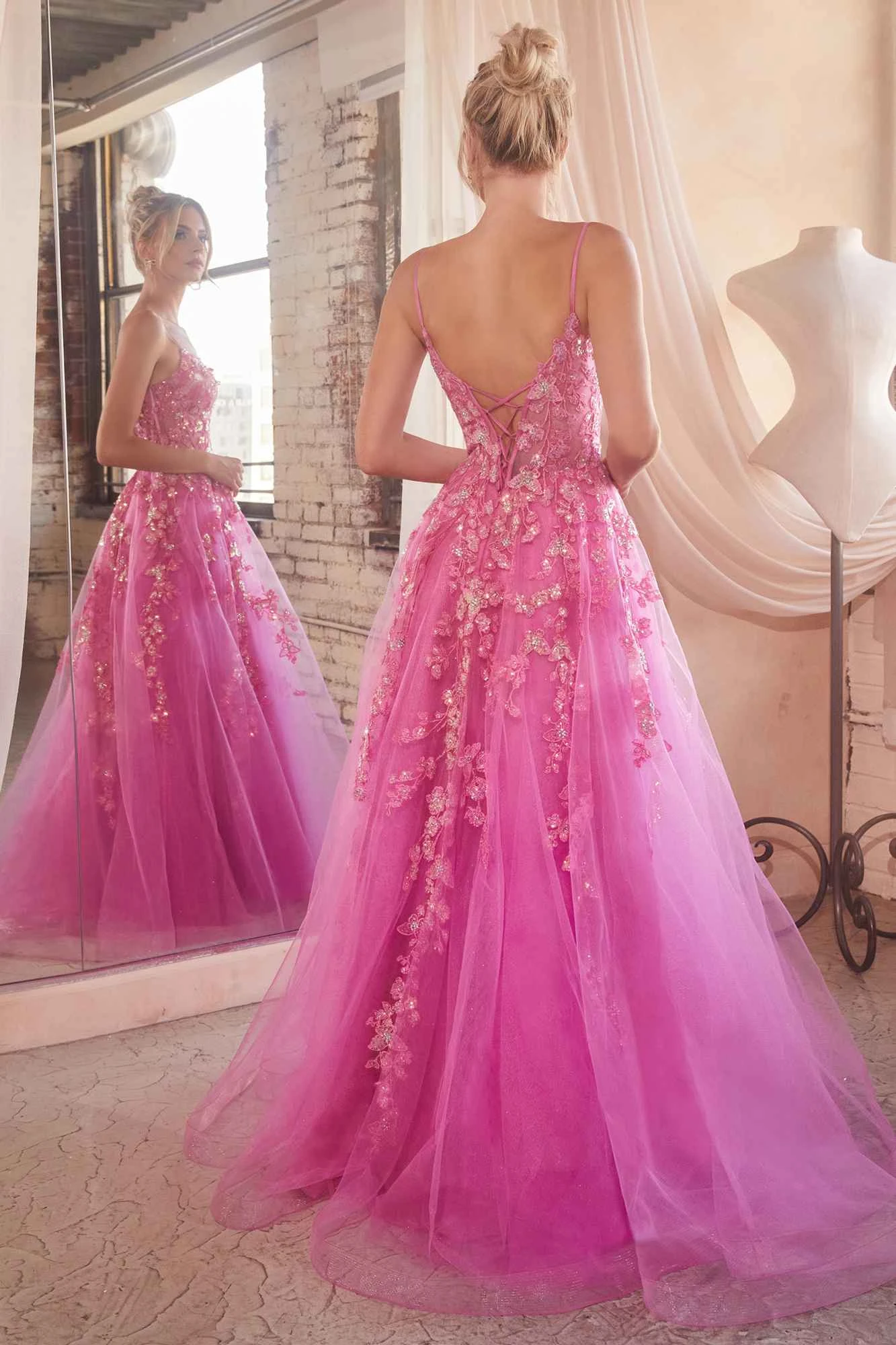 Ladivine CM347 Long Sleeveless Floral Applique A-line Ball Gown(Ladivine Cm347 Long Sleeveless Floral Applique A Line Ball Gown) 6 Ladivine CM347 Long Sleeveless Floral Applique A-line Ball Gown(Ladivine Cm347 Long Sleeveless Floral Applique A Line Ball Gown) - Image 4