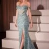 Ladivine CM373 Dress Off The Shoulder Sequin Fitted Gown(Ladivine Cm373 Dress Off The Shoulder Sequin Fitted Gown) 2 Ladivine CM373 Dress Off The Shoulder Sequin Fitted Gown(Ladivine Cm373 Dress Off The Shoulder Sequin Fitted Gown) -Dress Promotion Store CM373 LADIVINE SEA MIST