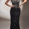 Ladivine CR866 Floor Length Fitted Beaded Print Gown(Ladivine Cr866 Floor Length Fitted Beaded Print Gown)