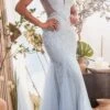 Ladivine CR874 Long Fully Beaded Fitted Mermaid Gown(Ladivine Cr874 Long Fully Beaded Fitted Mermaid Gown) -Dress Promotion Store CR874 blue 1