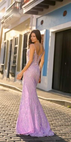 Nox Anabel D1465 Long Fitted Scoop Neck Sequin Gown(Nox Anabel D1465 Long Fitted Scoop Neck Sequin Gown) -Dress Promotion Store D1465LILAC 3