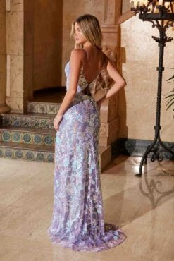 Nox Anabel D1574 Radiant Full Sequin Long Dress With Semi Train(Nox Anabel D1574 Radiant Full Sequin Long Dress With Semi Train) -Dress Promotion Store D1574LILAC SILVER 9