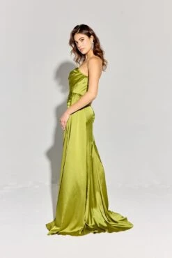 Eureka EK118 Side Sash Ruched Neckline Floor Length Strapless Gown(Eureka Ek118 Side Sash Ruched Neckline Floor Length Strapless Gown) -Dress Promotion Store EK118MOSS3