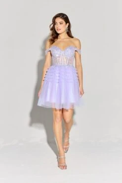 Eureka EK133 Short Off The Shoulder A-Line Tulle Dress(Eureka Ek133 Short Off The Shoulder A Line Tulle Dress)