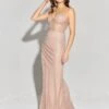 Eureka EK161 Fitted Embellished Fishnet Gown Sweep Train(Eureka Ek161 Fitted Embellished Fishnet Gown Sweep Train) -Dress Promotion Store EK161BISCUIT 5