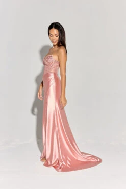Eureka EK183 Strapless Beaded Boned Bodice Silk Satin Gown Open Slit(Eureka Ek183 Strapless Beaded Boned Bodice Silk Satin Gown Open Slit) -Dress Promotion Store EK183DUSTYROSE2