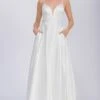 Eureka EK190 A-Line Bridal Satin Gown V-Neckline With Pockets(Eureka Ek190 A Line Bridal Satin Gown V Neckline With Pockets) -Dress Promotion Store EK190 white pockets