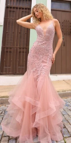 Nox Anabel G1368 Long Sleeveless Layered Tulle Mermaid Gown(Nox Anabel G1368 Long Sleeveless Layered Tulle Mermaid Gown) -Dress Promotion Store G1368APRICOTROSE 1