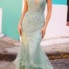 Nox Anabel G1368 Long Sleeveless Layered Tulle Mermaid Gown(Nox Anabel G1368 Long Sleeveless Layered Tulle Mermaid Gown) -Dress Promotion Store G1368SAGEGREEN 1