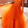 Nox Anabel H1351 Long A-Line Tiered Layered Ruffled Tulle Ballgown(Nox Anabel H1351 Long A Line Tiered Layered Ruffled Tulle Ballgown) -Dress Promotion Store H1351ORANGE 2