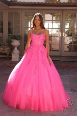 Nox Anabel H1464 Square Neck Poofy A-Line Quinceanera Gown(Nox Anabel H1464 Square Neck Poofy A Line Quinceanera Gown) 13 Nox Anabel H1464 Square Neck Poofy A-Line Quinceanera Gown(Nox Anabel H1464 Square Neck Poofy A Line Quinceanera Gown) -Dress Promotion Store H1464HOTPINK11337 FULL