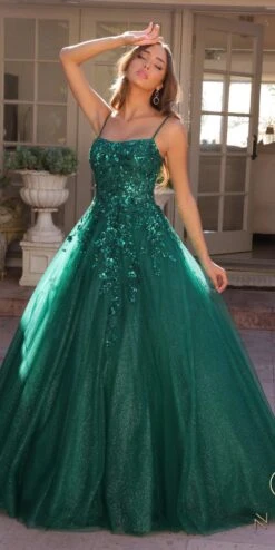 Nox Anabel H1464 Square Neck Poofy A-Line Quinceanera Gown(Nox Anabel H1464 Square Neck Poofy A Line Quinceanera Gown) 14 Nox Anabel H1464 Square Neck Poofy A-Line Quinceanera Gown(Nox Anabel H1464 Square Neck Poofy A Line Quinceanera Gown) -Dress Promotion Store H1464HUNTERGREEN11279