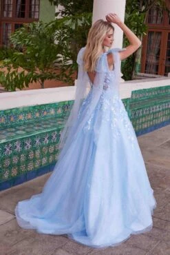 Nox Anabel H1680 Draped Tie-Up Straps Applique Tulle Dress(Nox Anabel H1680 Draped Tie Up Straps Applique Tulle Dress) -Dress Promotion Store H1680BLUE 6