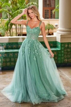 Nox Anabel H1682 A-Line Sweetheart Neckline Dress With Floral Applique(Nox Anabel H1682 A Line Sweetheart Neckline Dress With Floral Applique) -Dress Promotion Store H1682SAGEGREEN 8
