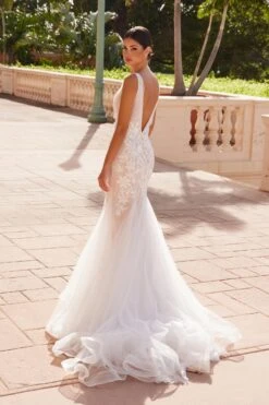 Nox Anabel JE917 V-Neck Mermaid Dress Lace And Tulle Skirt(V Neck Mermaid Dress Lace And Tulle Skirt By Nox Anabel Je917) 16 Nox Anabel JE917 V-Neck Mermaid Dress Lace And Tulle Skirt(V Neck Mermaid Dress Lace And Tulle Skirt By Nox Anabel Je917) -Dress Promotion Store JE917WHITE NUDE 26