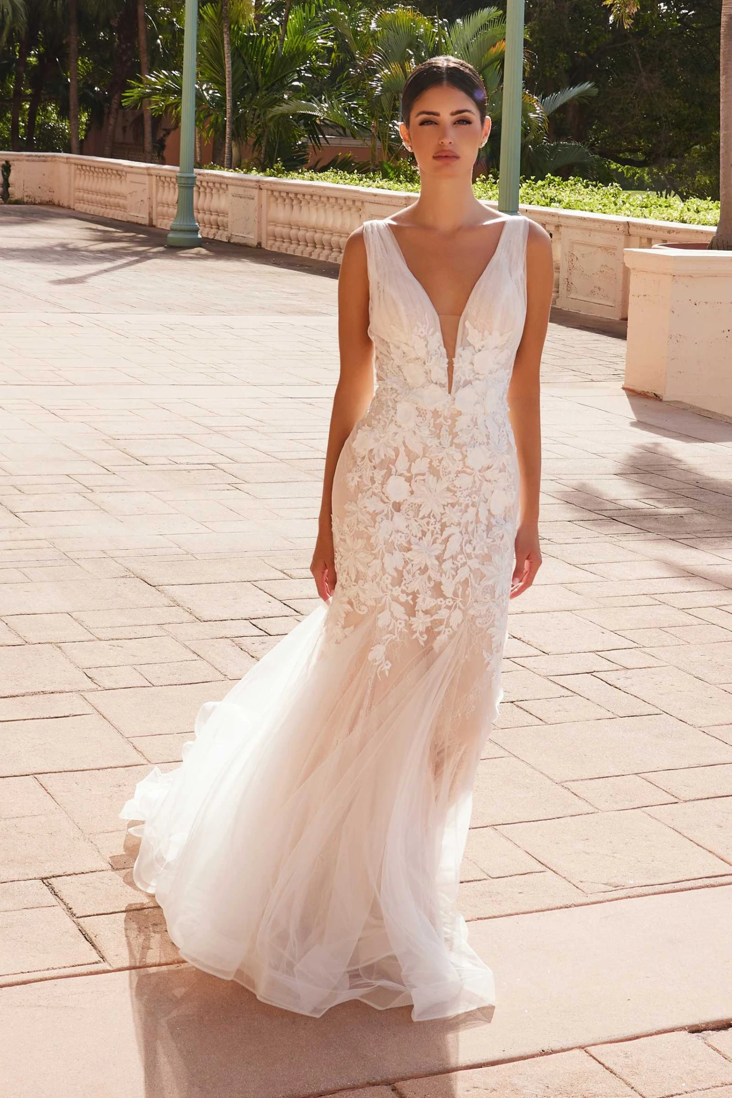 Nox Anabel JE917 V-Neck Mermaid Dress Lace And Tulle Skirt(V Neck Mermaid Dress Lace And Tulle Skirt By Nox Anabel Je917) 3 Nox Anabel JE917 V-Neck Mermaid Dress Lace And Tulle Skirt(V Neck Mermaid Dress Lace And Tulle Skirt By Nox Anabel Je917)