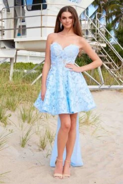 Nox Anabel JQ1017 Sweetheart Floral Big Bow Back A-Line Dress(Nox Anabel Jq1017 Sweetheart Floral Big Bow Back A Line Dress) -Dress Promotion Store JQ1017BLUE 3