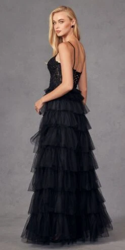 Juliet JT2451S Long Lace Bodice Sleeveless A-line Ruffled Gown(Juliet Jt2451s Long Lace Bodice Sleeveless A Line Ruffled Gown) -Dress Promotion Store JT2451SBLACK 5
