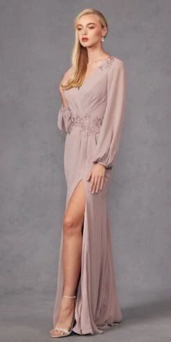Juliet JTM16A Long Sleeve V-Neck Embroidered Applique Evening Gown(Juliet Jtm16a Long Sleeve V Neck Embroidered Applique Evening Gown) -Dress Promotion Store JTM16AMAUVE 2 aa471488 2ae6 4552 8401 330f2831653b