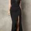 Juno 928 Off-Shoulder Mermaid Long Prom Dress With Slit(Off Shoulder Mermaid Long Prom Dress Black With Slit) 1 Juno 928 Off-Shoulder Mermaid Long Prom Dress With Slit(Off Shoulder Mermaid Long Prom Dress Black With Slit) -Dress Promotion Store JUNO 928 BLACK F1