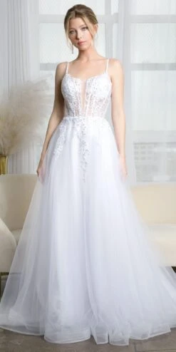 Juno A1011 Long Tulle A-Line Ball Gown Corset Boned Bodice(Juno A1011 Long Tulle A Line Ball Gown Corset Boned Bodice)