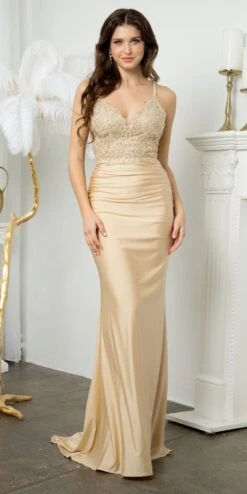 Juno M1006 Floor Length Fitted Sheath Jersey Gown Lace Bodice(Juno M1006 Floor Length Fitted Sheath Jersey Gown Lace Bodice)