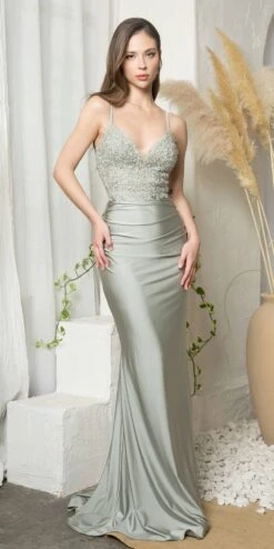 Juno M1006 Floor Length Fitted Sheath Jersey Gown Lace Bodice(Juno M1006 Floor Length Fitted Sheath Jersey Gown Lace Bodice) -Dress Promotion Store JUNO M1006 SAGE F1 e6e59efa 109e 4597 a764 14ecb7d3299c