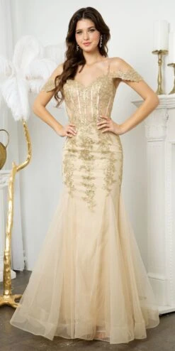 Juno M1018 Floor Length Fitted Mermaid Gown Embroidered Lace Applique(Juno M1018 Floor Length Fitted Mermaid Gown Embroidered Lace Applique)